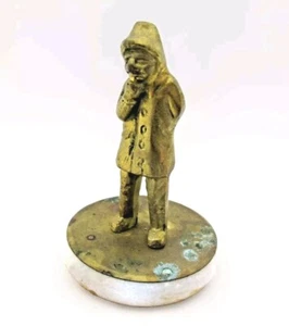 Estatua de pescador de latón de colección sobre piedra figura náutica pisapapeles #oz - Imagen 1 de 8