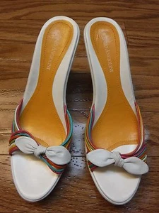 Enzo Angiolini Leather Upper Man Made Sole Mule Heel Sandals Women 8 1/2M - Picture 1 of 11