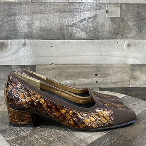 California Magdesians Women's Shoes Brown Leather Slip On 7 M Snake Print Exotic - Picture 1 of 10