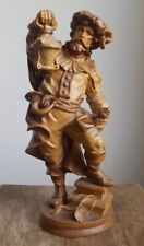Holzfigur Nachtwächter | Mann mit Laterne | Holz Figur geschnitzt Vintage