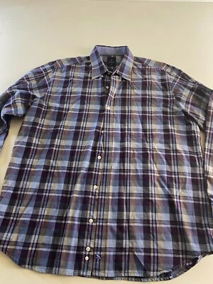 CAMISA MANGA LARGA Tailorbyrd púrpura azul a cuadros xl extra grande 17,5 x 36/37  Foto 1 de 4