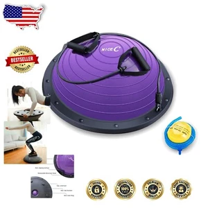 Durable Half Balance Ball with Resistance Bands & Foot Pump for Home Fitness - Picture 1 of 9