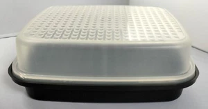 Vintage Tupperware Saison Servieren Fleisch Tablett Marinade Behälter #1294 groß SCHWARZ - Bild 1 von 13