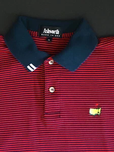 Ashworth Men's Navy/Red Short Sleeve Golf Polo Sz Medum - Picture 1 of 4