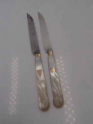 MESSERDUO MASSIV SILBER GOLD STAHL UND PERLMUTT PUNZE HAHN PARIS 1809 - Bild 1 von 4