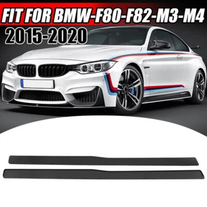 Fits BMW F80 M3 F82 M4 2015-2020 Gloss Black Side Skirts Extension M Performance - Picture 1 of 14