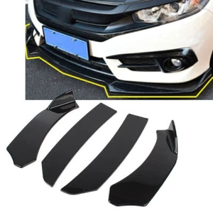 Universal Car Glossy Black Front Bumper Lip Chin Spoiler Splitter Body Kit Black - Picture 1 of 11