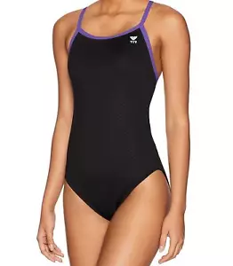 TYR Women’s Hexa Diamondfit Swimsuit, Black/Purpl, 26 - Picture 1 of 4