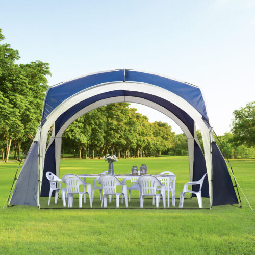 Outsunny namiot kopułowy, 6-8 osób, pawilon ogrodowy, niebieski+szary, 3,5 x 3,5 x 2,22 m