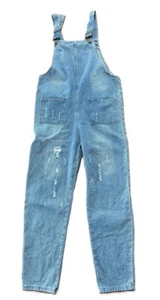 Denim Latzhose Jrs Größe 1 (Est) Distressed Medium Wash Jeans - Bild 1 von 8