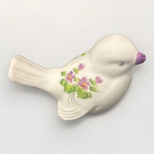 Fenton Bird Purple Flowers Hand Painted Artist Signed B. Cumberledge Art Glass - Picture 1 of 6