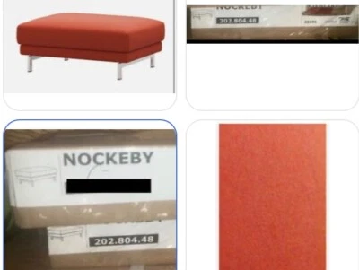 SALE! IKEA Nockeby Ottoman COVER,Risane Orange Rust Linen Blnd NEW Footstool NIP - Image 1 of 4