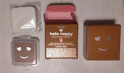 2 x Benefit Hello Happy Powder Foundation 2.3ml Travel Size Shade 9 Deep Neutral - Image 1 of 2