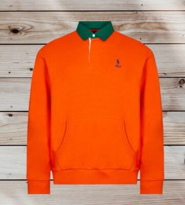 Polo Ralph Lauren Kangaroo Pocket Orange Classic Fit Rugby Shirt Jumper Large - Image 1 of 4