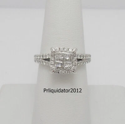 1CT Natural Diamond Halo Engagement Anniversary Wedding Ring 14K White Gold Band - Image 1 of 4
