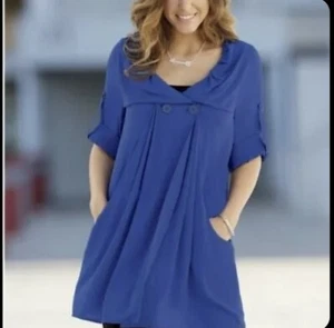 1X Plus Monroe & Main Blue W/Silver Buttons Su Lola TGIF Tunic Blouse Top NEW& - Picture 1 of 5