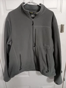 Cabela's Fleece Jacket Mens XL Gray Sweater Full Zip Zip Pocket Adjustable Waist - Picture 1 of 6