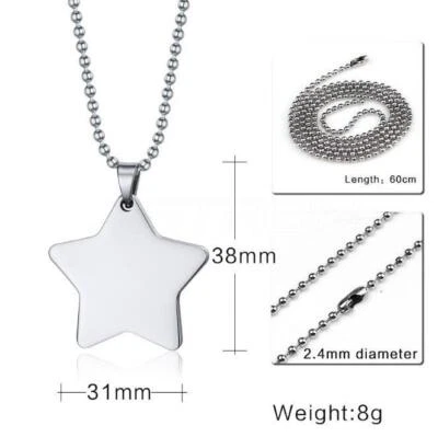 Collana con piastrina militare in acciaio inox catenina ciondolo unisex stella - Immagine 1 di 4