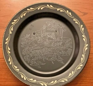 Vintage Paint by Number Fox Hunt UNPAINTED Tin Metal Wall Pocket Plate 10" - Bild 1 von 8