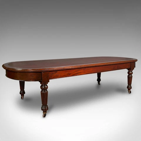 Large 8 Seat Antique Library Table, Mahogany, Boardroom, Dining, Victorian, 1850 Cover