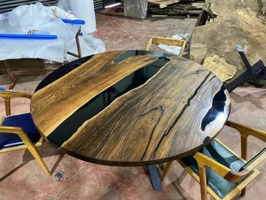 Resin Top Wood Resin Coffee Table Made to Order Handmade Wooden Furniture - Picture 1 of 10