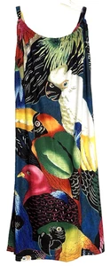 Vestido Sol Pájaros Tropicales Talla S Sin Mangas Colorido Guacamayo Cacatúa Playa Encubrimiento - Imagen 1 de 6