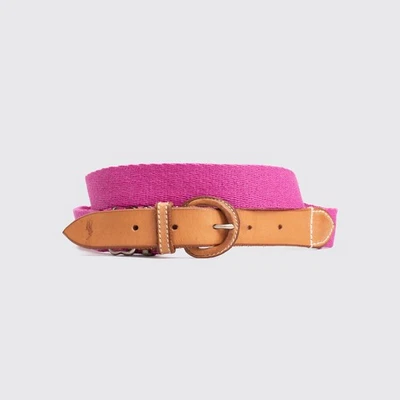 Polo Ralph Lauren Web Belt Size W38 Pink Cotton Canvas Adjustable Leather Buckle - Image 1 of 4