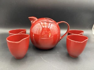 Mikasa Global Cuisine "ROT" Steinzeug ~ (1) Teekanne mit Deckel ~ (4) asiatische Teetassen - Bild 1 von 11