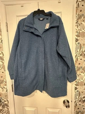 MUJER LANDS END BOUCLE ABRIGO POLAR AZUL TALLA 1X 16W-18W NUEVO Foto 1 de 4