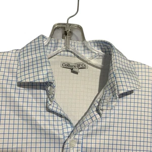 Collars and Co Polo Shirt Mens Golf Plaid Comfy Blue Xlarge - Picture 1 of 10