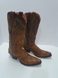 EUC WOMENS DAN POST COWBOY SNIP TOE BROWN BOOTS SIZE 9 M - Picture 1 of 12