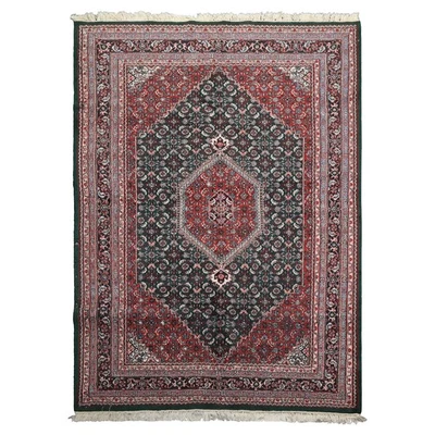 Alfombra medallón tradicional Bidjaar verde lana anudada a mano 5'10''x8'11"" Foto 1 de 4