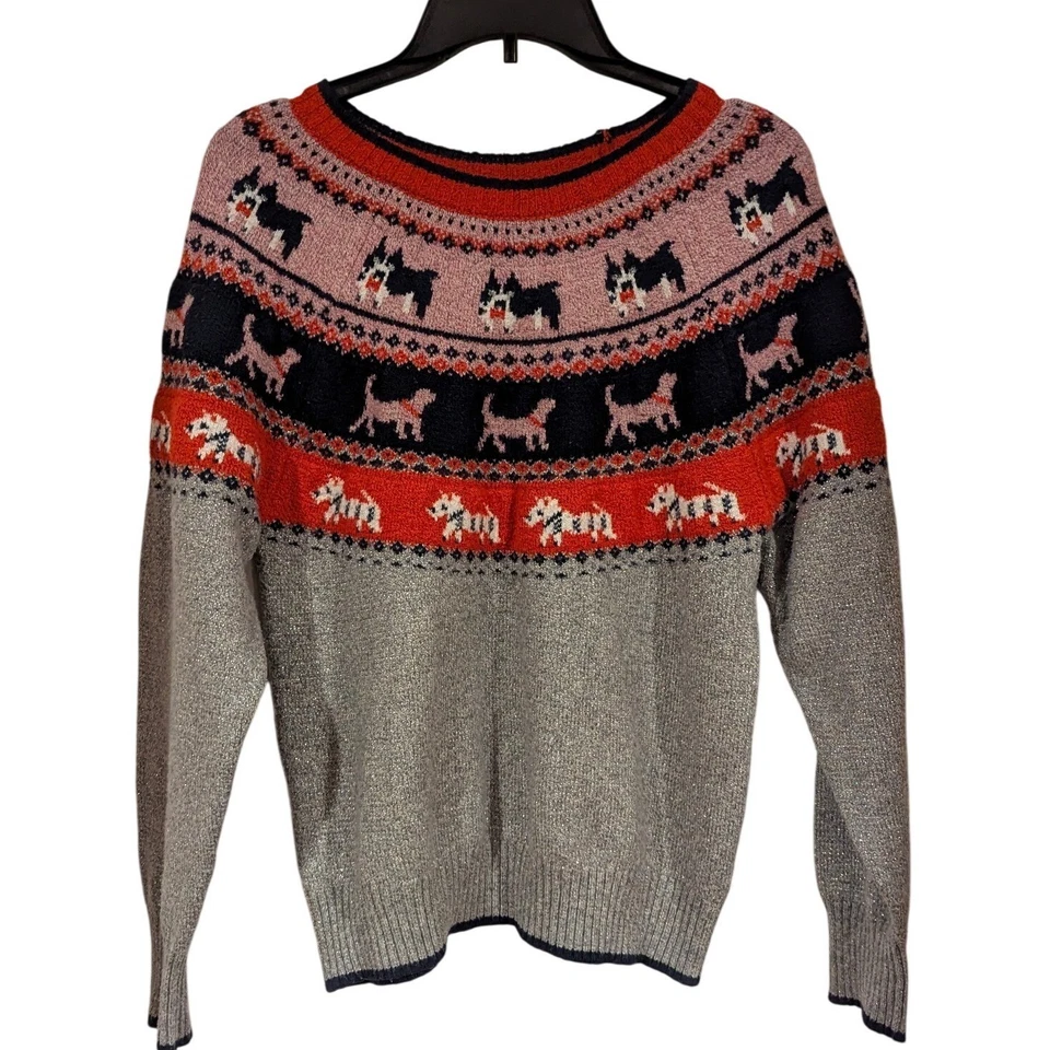 Suéter Pullover Holiday Time Dog Fair Isle Talla M 8 10 Gris Brillante Foto 1 de 4