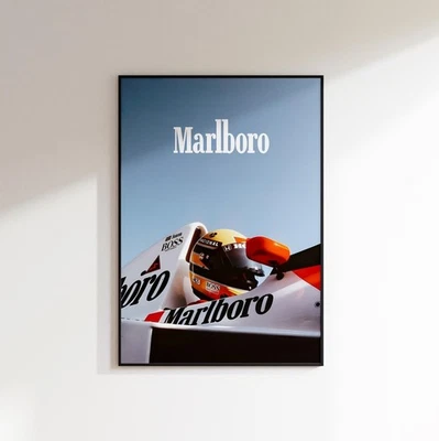 Vintage F1 Marlboro Poster – Ayrton Senna Formula 1 Wall Art Print