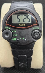 Vintage Talking  Watch Black Band Black DIGITAL Face, New Battery Works Great  - Picture 1 of 5