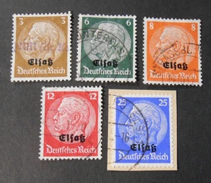 GERMANY GERMANIA 1940 ELSASS Alsazia -Lorena" ELSB OVP" 5 Valori USED - Picture 1 of 1