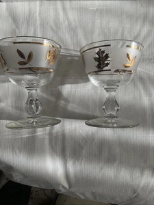 Libbey Milchgold Blatt Gläser Mid Century Barware Martini 2er Set Vintage - Bild 1 von 5