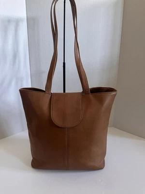 HOBO International Brown Leather Flap Tote Minimalist Boho Shoulder Bag Purse - Image 1 of 4