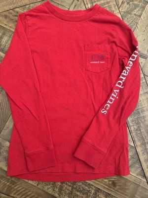Vineyard Vines Niños Camiseta Bolsillo Ballena Manga Larga Camisa Niños 6 Rojo Real 111 Foto 1 de 4