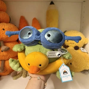 Paquete Jellycat (2): Ricky Rain Frog Anillo de Goma Pato y Gafas de Natación Nuevas con Etiquetas Raras - Imagen 1 de 9