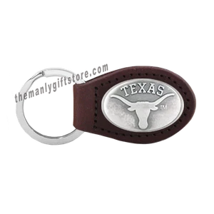 NCAA Texas Longhorns  Zep-Pro Leather Concho Key Fob brown keychain - Picture 1 of 1