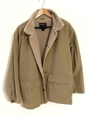 Abrigo de granero de lona beige vintage Woolrich para hombre forrado de lana longitud media GRANDE Foto 1 de 4