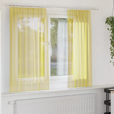 Voile Curtains with Rod Pockets 2 pcs Yellow vidaXL - Image 1 of 4