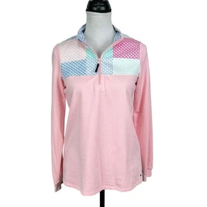 Vineyard Vines x Target XL Youth Girl Pink Patchwork Whale Logo 1/4 Zip Pullover - Picture 1 of 10
