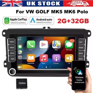 For VW GOLF MK5 MK6 Polo 7" CarPlay Car Stereo Radio Android 14 GPS Head Unit - Picture 1 of 22