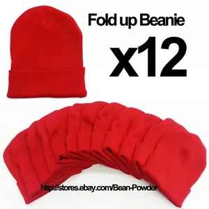**ROJO** LOTE AL POR MAYOR DE 12 SOMBREROS GORRO PLEGABLES LARGOS EN BLANCO LISO - Imagen 1 de 1