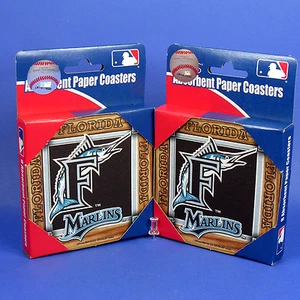 FLORIDA MARLINS DRINK COASTERS BASEBALL TEAM SPORT MLB 2 PKS OF 8 ABSORBENT BAR - Foto 1 di 3