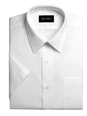 NUEVO CON ETIQUETAS NEIL ALLYN Camisa de Carrera Blanca Fresca Poli Algodón Con Botones Manga Corta MED Foto 1 de 4