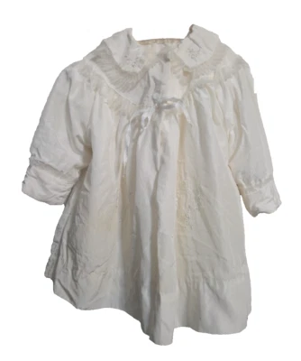 Vintage Silk Rayon Baby Baptism Christening Jacket Coat Embroidery Lace Lined - Image 1 of 4