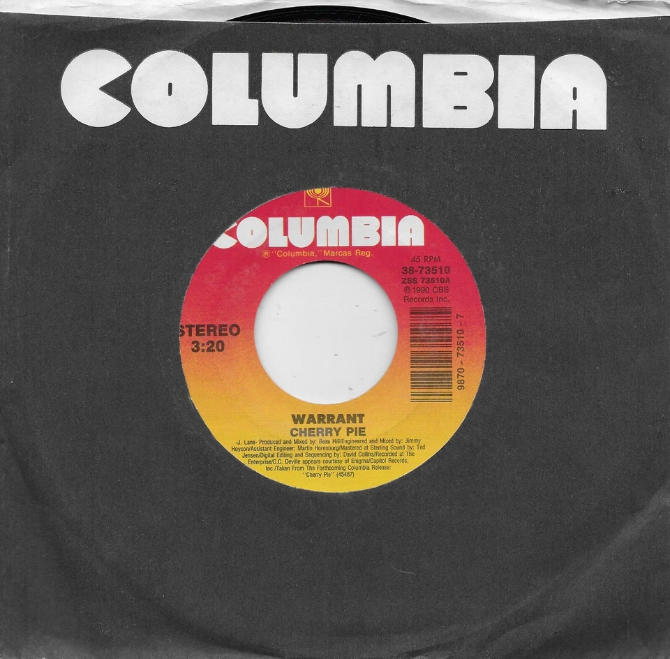 WARRANT  Cherry Pie / Thin Disguise 45 Foto 1 de 1